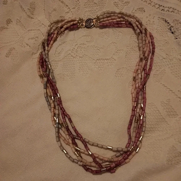 No Brand Jewelry - 6 Strand 28" Heishi Bead Look Necklace Earthtones Vintage